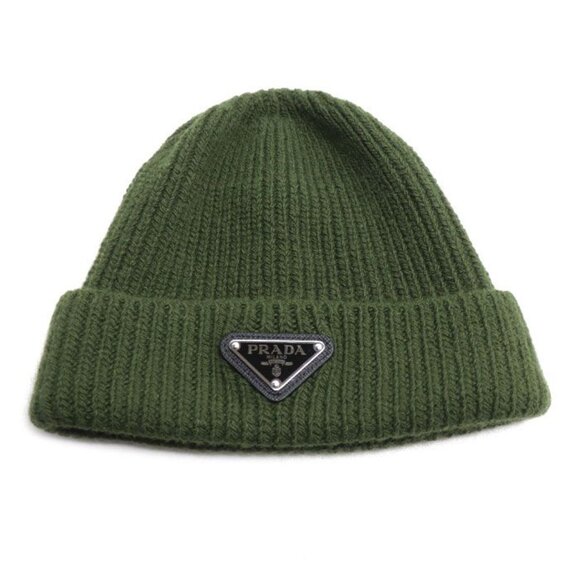 Prada Triangle Logo Knit Cap Green S main image 3